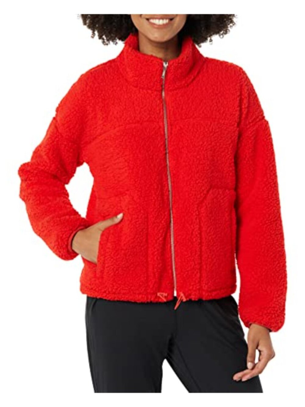 Essentials Women's Sherpa Lined Fleece Zip Up Jacket Regular Fit